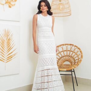 Vestido Longo Tricot Branco