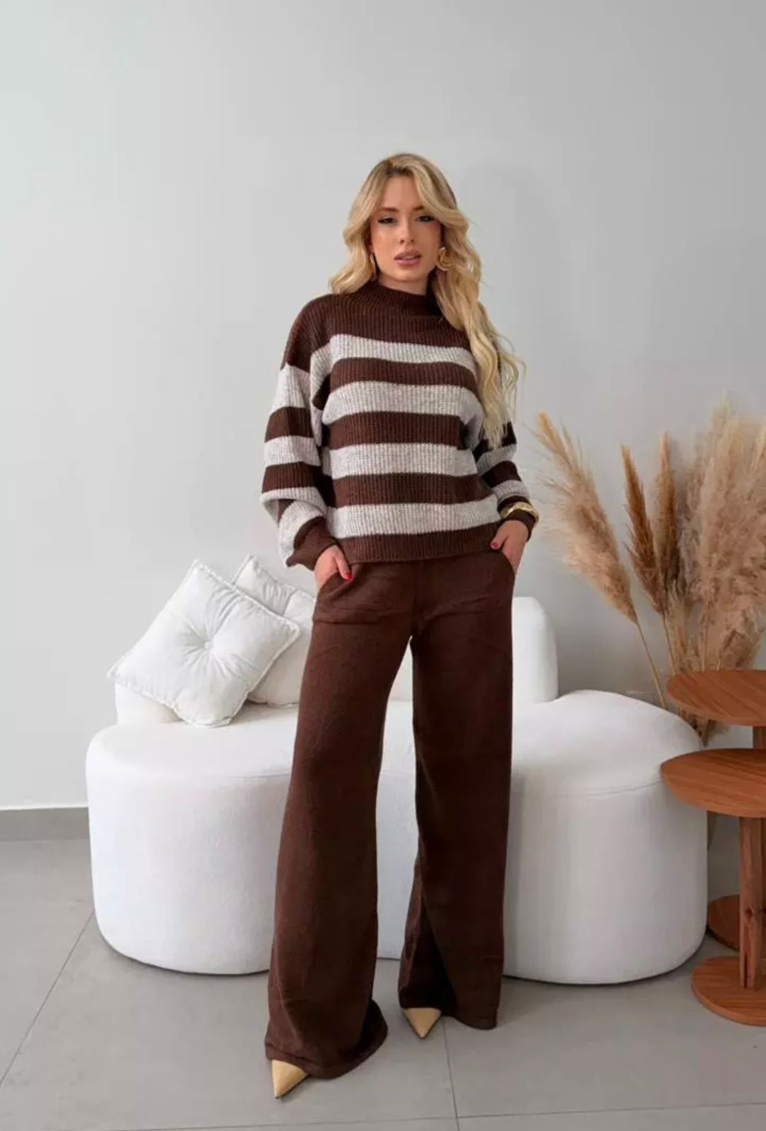 Blusa em tricô listrada